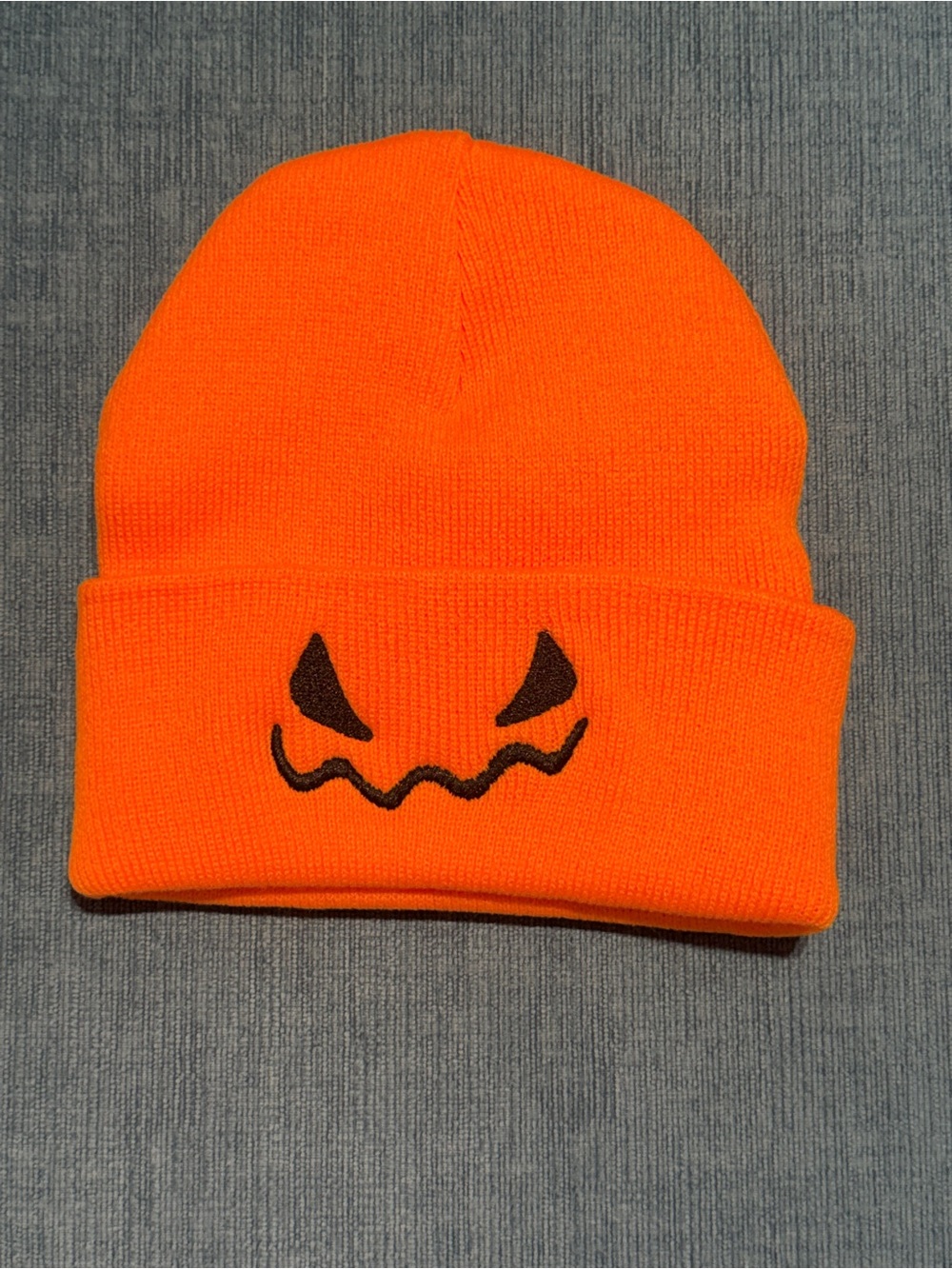 Unisex Orange Pumpkin Face Beanie Hat
